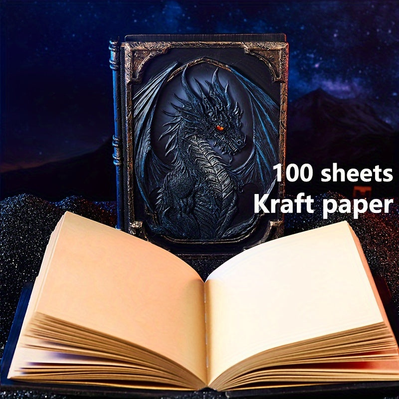 Dragon Notebook - Three-Dimensional Relief, 3D Cover, Magic Handbook, Fantasy Diary - 100 Sheets/200 Pages - For Writing And Drawing - Suitable for Christmas, Halloween, Birthday Gifts - Unique Table Ornament