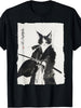 Samurai Cat Tee: Vintage Ukiyo-e Warrior Art Graphic Cat Art T-Shirt