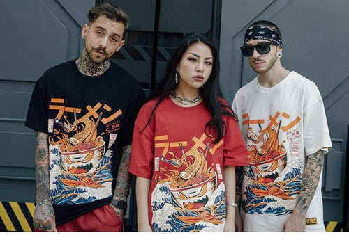 Japanese retro Harajuku style T-shirt men's short sleeve loose youth drop shoulder sleeves