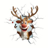 Modern 3D Reindeer Wall Sticker - Cartoon Pattern, Self-Adhesive, Reusable, Irregular Shape, Multi-Surface Mount, Plastic, No Electricity or Battery Needed, Ideal for Christmas Home Decor