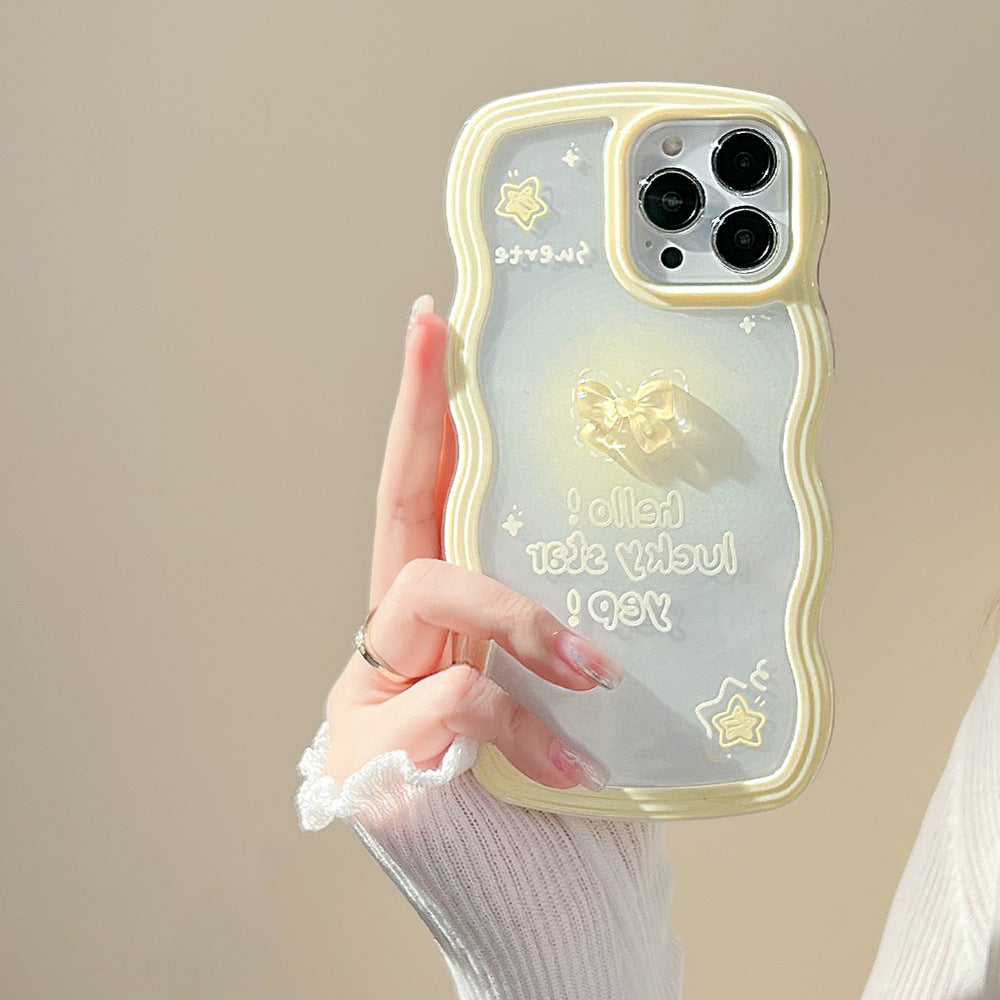 3D Bow Silicone Phone Case With Wavy Border