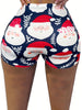 Women's Festive Christmas Santa Claus Print Casual Shorts - Comfy Polyester Blend, Machine Washable