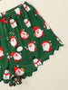 1 Set Festive Christmas Print Santa Claus Women'S Sleepwear Shorts, Sexy Wavy Hem Lounge Pants, Polyester Knit Fabric, Adult Pajama Set for All Seasons