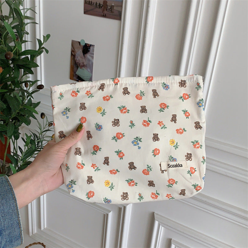 Floral Cotton Artistic Cosmetic Bag Women