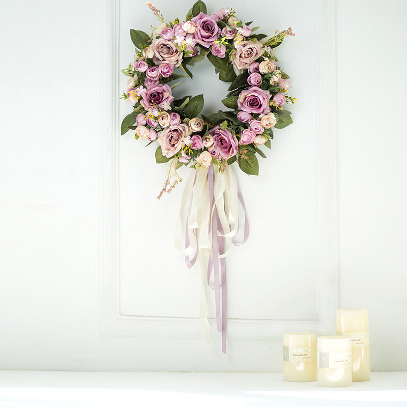 The rose flower wreath hanging wall flowers simulation round heart-shaped ornaments wedding wedding room decoration decoration wall Home Furnishing