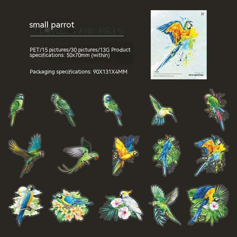 Flowers And Birds Set Watercolor Journal Decoration Material Paper