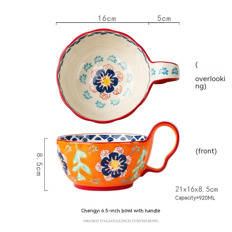 Handmade Large Capacity Painted Irregular Breakfast Cups For Household Use