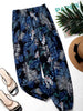 Womens Baggy Plant Print Joggers - Comfortable Casual Pants with Elastic Waistband - Adjustable & Fashionable - A Versatile Wardrobe Staple for All Seasons