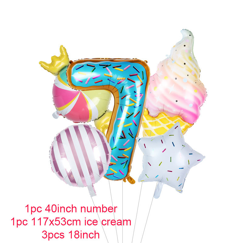Donut Party Kit Paper Cups Plate Napkins Ice Cream Balloon