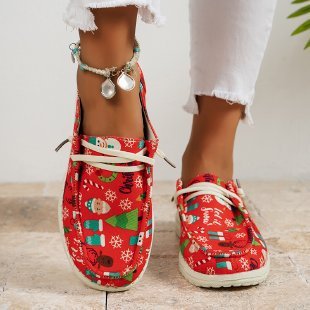 Women's Large Size Canvas Shoes Printed Casual Shoes