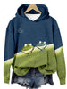 Frog Print Drop Shoulder Hoodie, Casual Long Sleeve Hoodie Sweatshirt, Women's Clothing