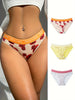 3pcs Color Block Printed Briefs, Sexy Comfy Breathable Stretchy Intimates Panties, Women's Lingerie & Underwear