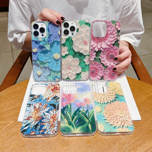 Oil Painting Art Flower Epoxy Soft Phone Case
