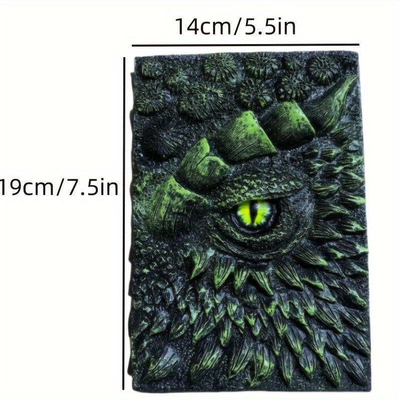 1pc Fantasy Dragon-Themed Resin Embossed Notebook - Personalized, Narrow, No Feather, Magical Decorative Journal for Dragon Enthusiasts - Ideal for Home, Office, Halloween, Christmas Gift