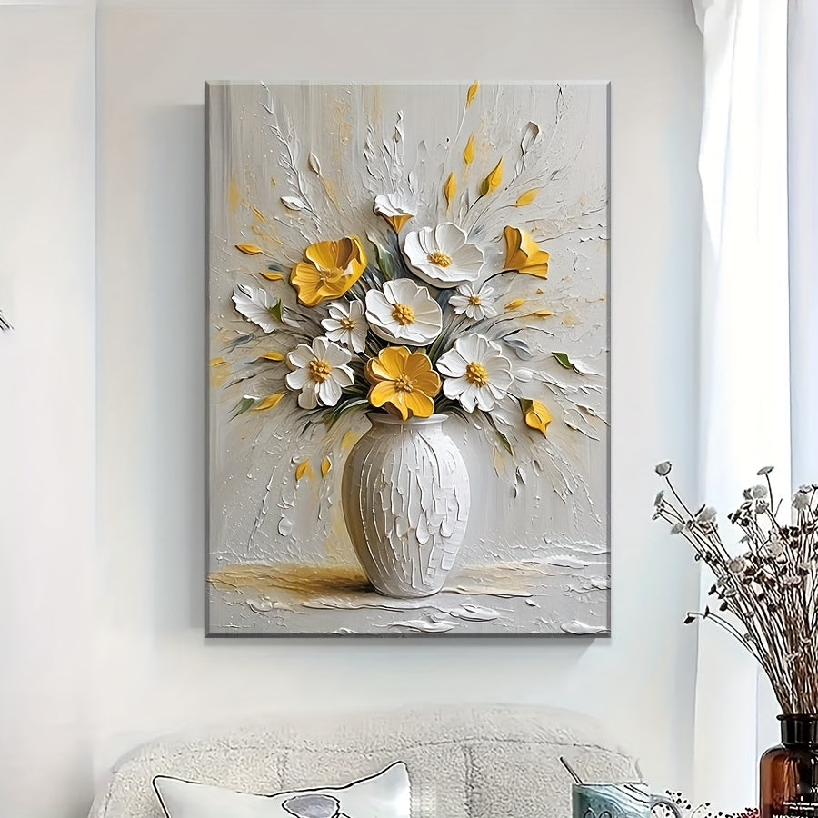 Elegant Flower HD Printing Painting Floral Art Canvas Painting Creamy Wall Painting Suitable for Office, Corridor, Living Room, Bedroom, Bathroom, Room, Coffee Shop, Book Bar Wall Art Decoration Fashion Home Decoration Painting Perfect Gift