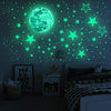 5pcs Glow-in-the-Dark Wall Decals - Luminous Moon, Stars & Dots Stickers for Bedroom and Living Room Ceiling Decor, Fluorescent Green, Self-Adhesive