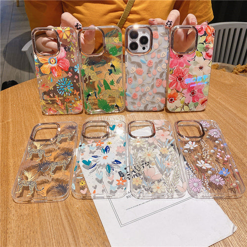 Electroplating Glitter Flower Phone Case Soft Shell