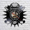 Ice hockey vinyl record wall clock