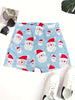 Women's Festive Christmas Santa Claus Print Casual Shorts - Comfy Polyester Blend, Machine Washable