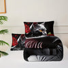 Cartoon Cat Comforter Set Rose Bedding Red And Black Comforter 3 Piece Set (1 Bed Comforter + 2 Pillowcases), Comforter For All Seasons, Soft, Comfortable And Breathable Printed Bedding For Home Dormitory Decoration