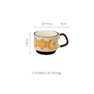 Ins Ceramic Ear Printed Coffee Cups Can Be Stacked