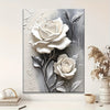 Elegant White Rose 3D Embossed Canvas Art - Modern Floral Wall Decor for Living Room, Bedroom, Office & More - Framed HD Print Oil Painting with Pine Wood Frame - Perfect Gift for Halloween, Thanksgiving, Christmas