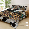 3pcs Highland Rustic Cow Fur Print Comforter Set (1 Comforter + 2 Pillowcase Without Pillow Insert) For All Seasons, Microfiber Western Farmhouse Style Leopard Print Bedding Set For Bedrooms Decoration