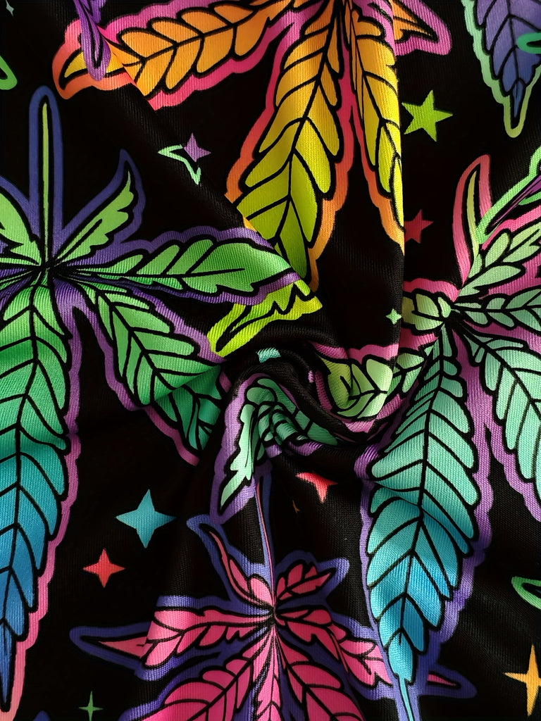 Leaf Print Jogger Pants, Casual Elastic Waist Pants For Spring & Summer - Women's Clothing - Soft & Breathable Fabric - Perfect for Loungewear & Outdoor Activities - Ideal Gift for Fashionable Women