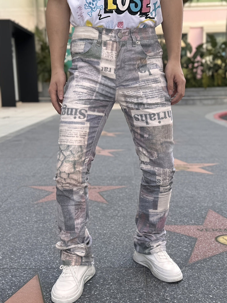 Men's Fashion Stretch Jeans, Fashion Digital Printing