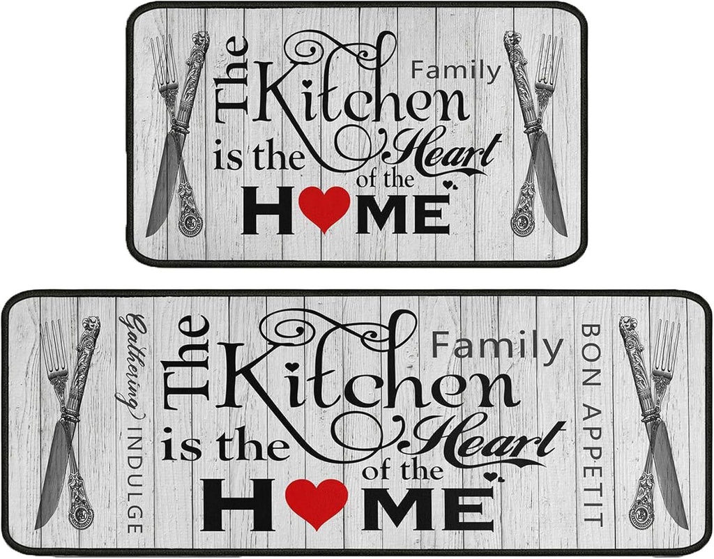 2Piece Anti Fatigue Kitchen Mat Seasonal Fall Holiday Party Vintage Farmhouse Kitchen Rug Runner Set For Home Office Non Slip Waterproof Heavy Duty Comfort Standing Mats