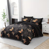 7Pcs Erosebridal Golden Butterfly Print Comforter Set - Stain Resistant, Ultra Soft Microfiber, Lightweight, Woven Bedding With 100% Polyester Fiber Fill - Queen/King Size Bed In A Bag For All Seasons
