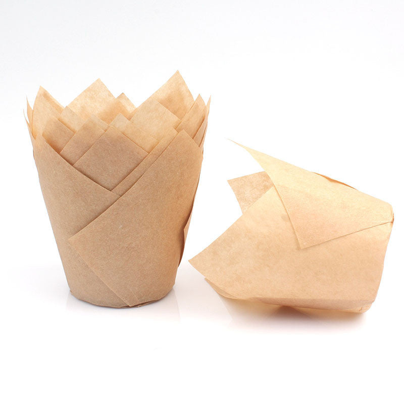 Household Oil And High Temperature Resistant Solid Color Tulip Cake Paper Cups