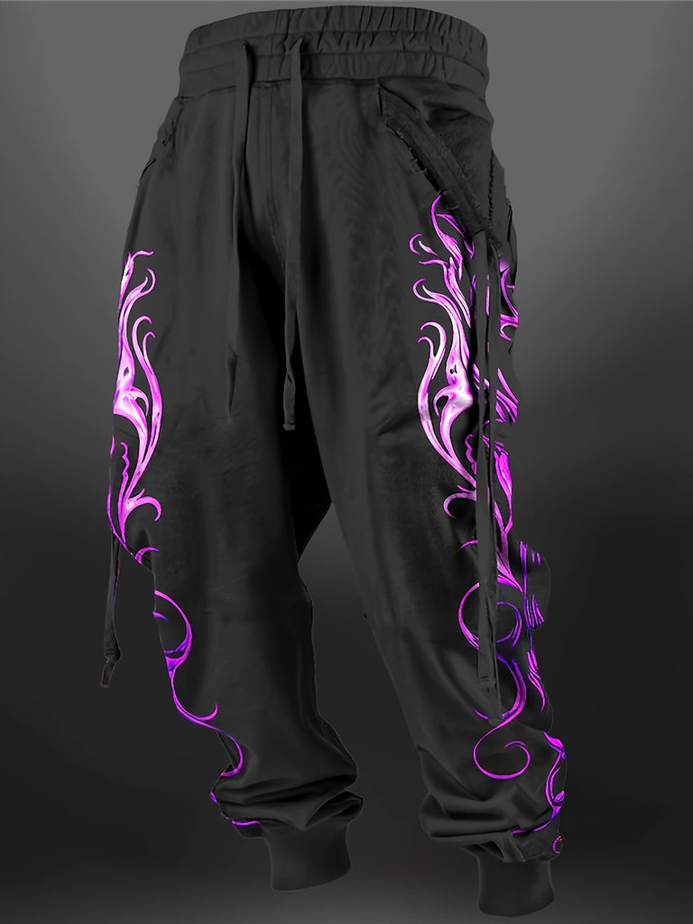 European and n men&#039;s casual daily 2024 wide 3D printed casual pants