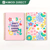 Kaco Pack 2 Cute Mini Spiral Notebooks, Set Of 2 For Women, 8.2'' X 5.9'' Hardcover Journal 120 X 2 Lined Pages With Pocket And Sticker (Floral)