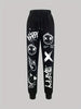 Chic Cartoon Print Women's Joggers - Casual Drawstring, Stretchy Polyester Blend, Machine Washable - Perfect for Spring & Fall