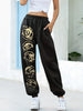 Graphic Print Loose Jogger Sweatpants, Casual Elastic Waist Pocket Pants For Fall & Winter, Women's Clothing