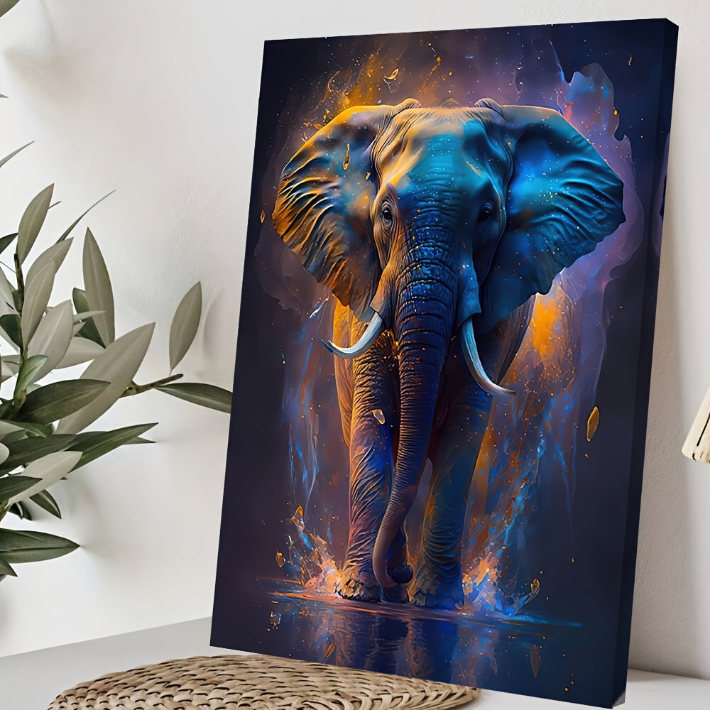 1pc, Framed, Colourful Animal Canvas Wall Art, Modern Colour Elephant Poster Print, Home Wall Art Decorative Paintings For Living Room Bedroom Hallway Decoration, 11.8*15.7 Inches, Direct Hanging