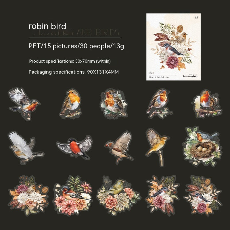 Flowers And Birds Set Watercolor Journal Decoration Material Paper