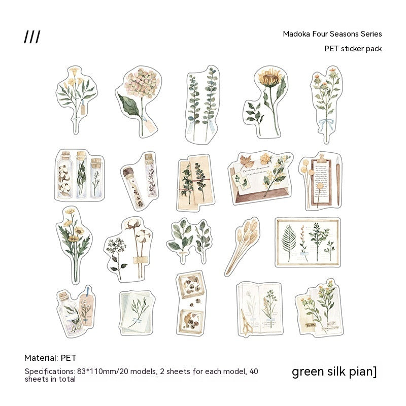 Four Seasons Series Plant Flower Journal Material Stickers