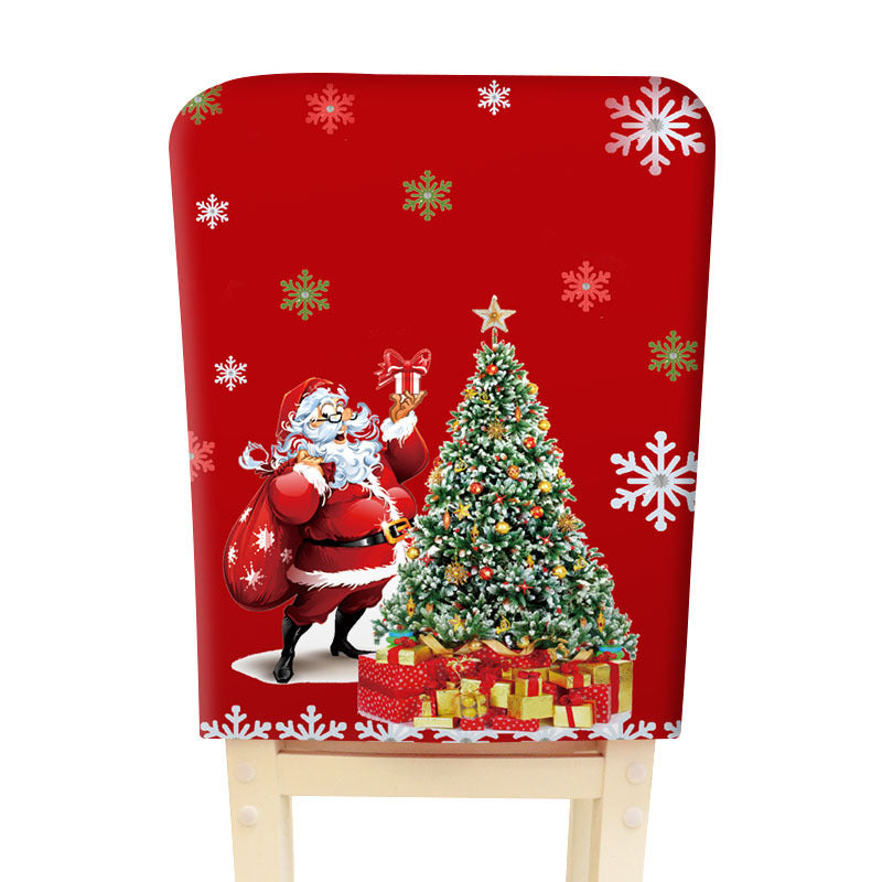 Christmas Table And Chair Cover Cartoon Decorative Printing Christmas Chair Cover Seat Cover