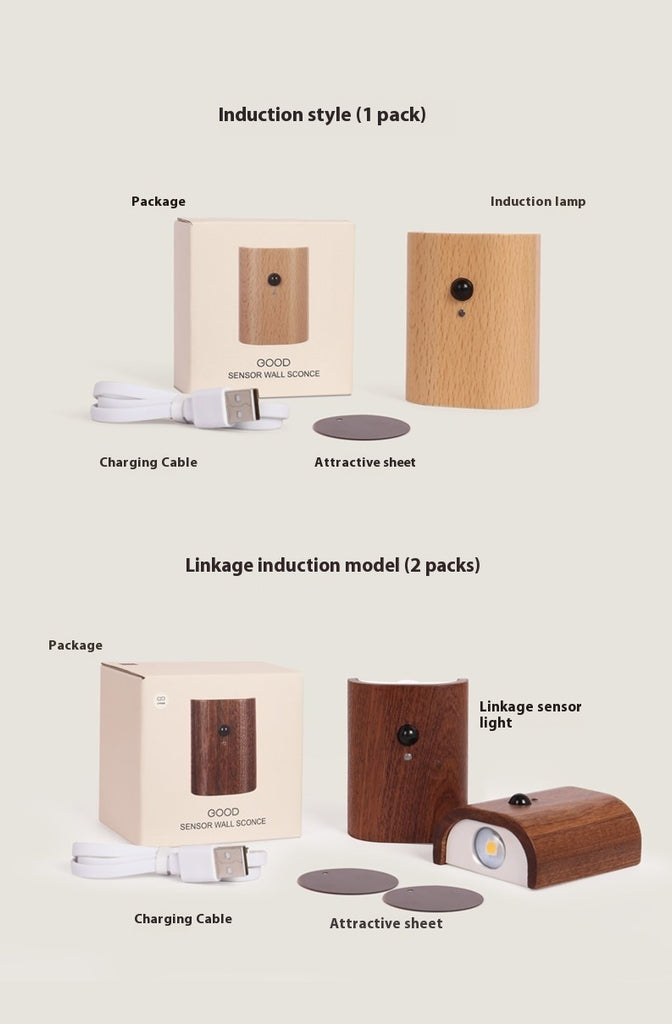 Solid Wood Pattern Linkage Human Body Induction LED Light