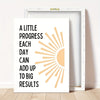 1pc Framed Modern Encouragement Poster, Daily Progress Leads To Great Achievements, Inspirational Life, Office/Living Room/Bedroom Decoration Canvas Wall Art With frame30x40cm (11.81x15.75in) Framed