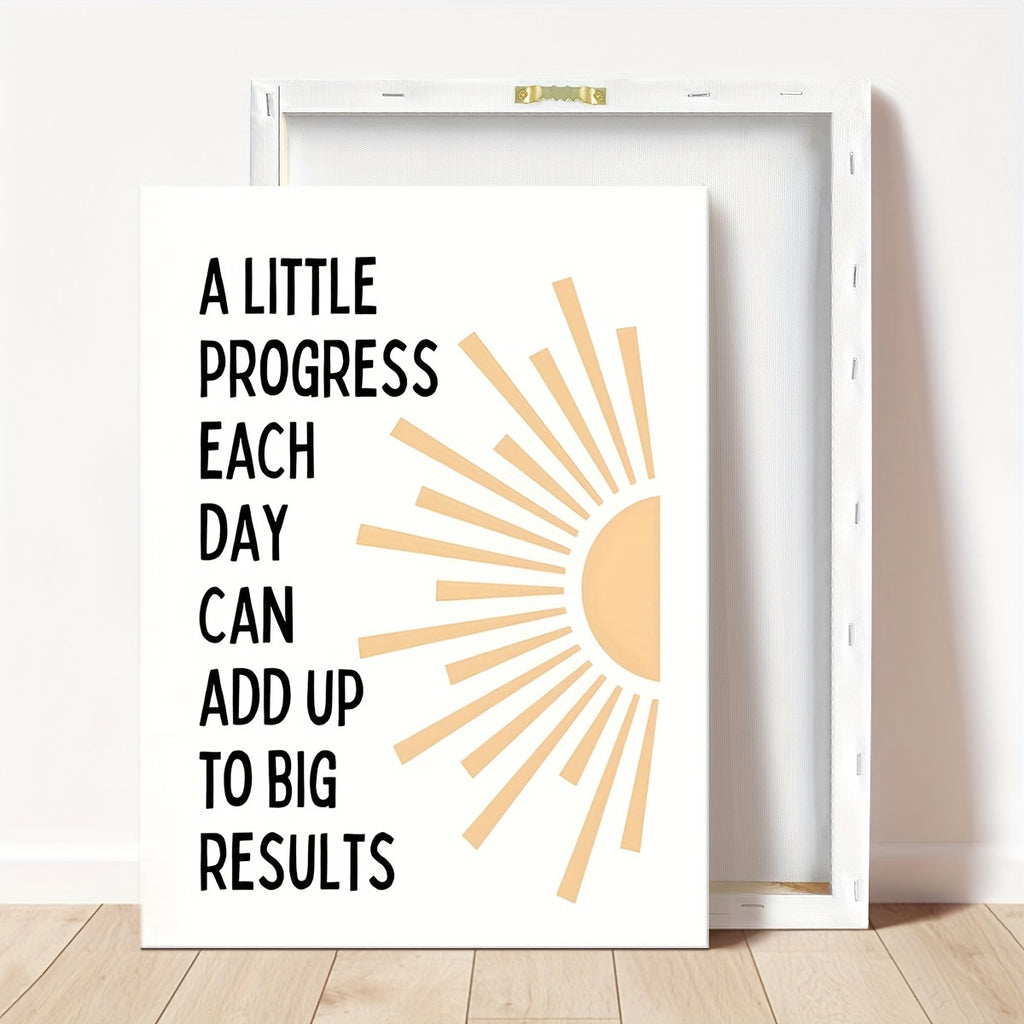 1pc Framed Modern Encouragement Poster, Daily Progress Leads To Great Achievements, Inspirational Life, Office/Living Room/Bedroom Decoration Canvas Wall Art With frame30x40cm (11.81x15.75in) Framed