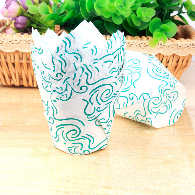 Household Oil And High Temperature Resistant Solid Color Tulip Cake Paper Cups