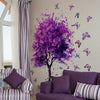 Contemporary Purple Tree and Butterfly Wall Decals, 2-Piece Set, Self-Adhesive PVC Wall Stickers for Living Room, Bedroom, Bathroom, Plastic Surface, Single Use, No Electricity Needed - MS7196-YC