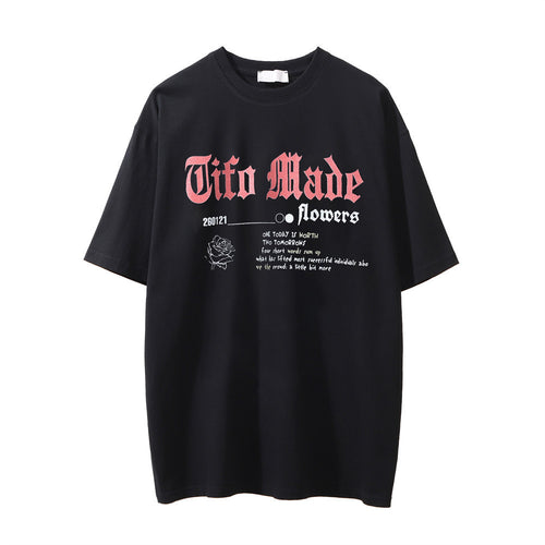 Rose Printed Round Neck T-shirt For Men