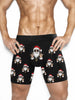 1pc Festive Men'S Boxer Briefs, Christmas Hip-Hop Santa Print, Novelty Casual Underwear, High Stretch Polyester with Spandex Lining, Funny Cartoon Pattern, No Waistband, Holiday Gift Essentials