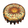 Vibrant 3D Mandala Sunflower Round Tablecloth - Easy-Care Polyester, Perfect for Home & Dining Decor