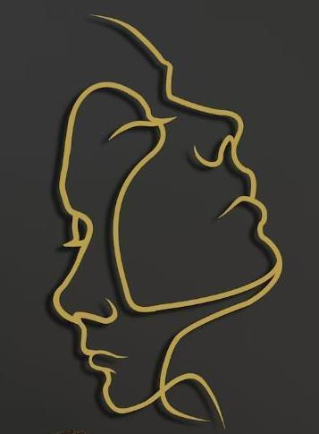 Character Couple Head Wall Decoration Silhouette Abstract Line Metal Iron Art