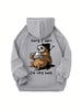 Sloth Print Drawstring Kangaroo Pocket Hoodie, Long Sleeve Pullover Sports Hooded Sweatshirt, Women's Activewear